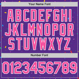 Custom Purple Pink-White 3D Pattern Design Confetti Colorful Speckle Authentic Baseball Jersey