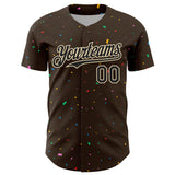 Custom Brown Black-Cream 3D Pattern Design Confetti Colorful Speckle Authentic Baseball Jersey