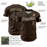 Custom Brown Black-Cream 3D Pattern Design Confetti Colorful Speckle Authentic Baseball Jersey