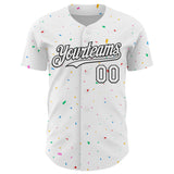 Custom White Black 3D Pattern Design Confetti Colorful Speckle Authentic Baseball Jersey