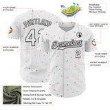 Custom White Black 3D Pattern Design Confetti Colorful Speckle Authentic Baseball Jersey