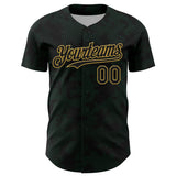 Custom Black Kelly Green-Old Gold Curve Lines Authentic Baseball Jersey