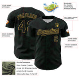 Custom Black Kelly Green-Old Gold Curve Lines Authentic Baseball Jersey