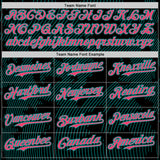 Custom Black Neon Pink-Aqua Curve Lines Authentic Baseball Jersey