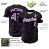 Custom Black Medium Purple-White Curve Lines Authentic Baseball Jersey