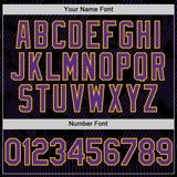Custom Black Purple-Yellow Curve Lines Authentic Baseball Jersey