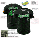 Custom Black Grass Green-White Curve Lines Authentic Baseball Jersey
