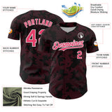 Custom Black Neon Pink-White Curve Lines Authentic Baseball Jersey