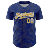 Custom Royal Old Gold-White Curve Lines Authentic Baseball Jersey