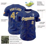 Custom Royal Old Gold-White Curve Lines Authentic Baseball Jersey