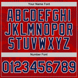 Custom Red Navy-White Curve Lines Authentic Baseball Jersey