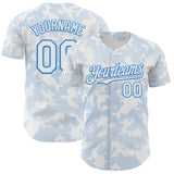 Custom White Electric Blue Curve Lines Authentic Baseball Jersey