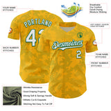 Custom Gold White-Kelly Green Curve Lines Authentic Baseball Jersey