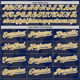Custom Navy Old Gold-White Curve Lines Authentic Baseball Jersey