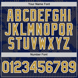 Custom Navy Old Gold-White Curve Lines Authentic Baseball Jersey