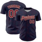 Custom Navy Crimson-Cream Curve Lines Authentic Baseball Jersey