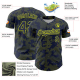 Custom Navy Neon Yellow Curve Lines Authentic Baseball Jersey