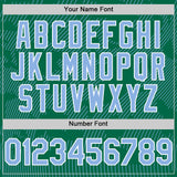 Custom Kelly Green Light Blue-White Curve Lines Authentic Baseball Jersey