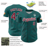 Custom Teal Crimson-White Curve Lines Authentic Baseball Jersey