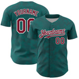 Custom Teal Crimson-White Curve Lines Authentic Baseball Jersey