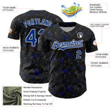 Custom Black Royal-White 3D Pattern Design Abstract Network Authentic Baseball Jersey