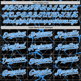 Custom Black Electric Blue-White 3D Pattern Design Abstract Network Authentic Baseball Jersey