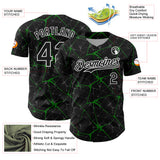 Custom Black Grass Green-White 3D Pattern Design Abstract Network Authentic Baseball Jersey