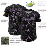 Custom Black Light Purple 3D Pattern Design Abstract Network Authentic Baseball Jersey