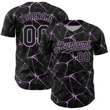 Custom Black Light Purple 3D Pattern Design Abstract Network Authentic Baseball Jersey