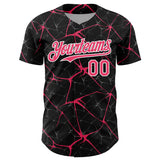 Custom Black Neon Pink-White 3D Pattern Design Abstract Network Authentic Baseball Jersey