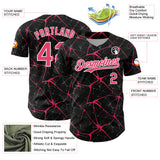Custom Black Neon Pink-White 3D Pattern Design Abstract Network Authentic Baseball Jersey