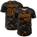 Custom Black Bay Orange 3D Pattern Design Abstract Network Authentic Baseball Jersey