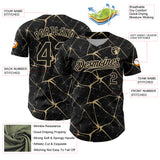 Custom Black Vegas Gold 3D Pattern Design Abstract Network Authentic Baseball Jersey