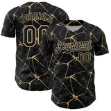 Custom Black Vegas Gold 3D Pattern Design Abstract Network Authentic Baseball Jersey