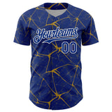 Custom Royal Old Gold-White 3D Pattern Design Abstract Network Authentic Baseball Jersey