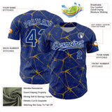 Custom Royal Old Gold-White 3D Pattern Design Abstract Network Authentic Baseball Jersey