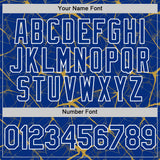 Custom Royal Old Gold-White 3D Pattern Design Abstract Network Authentic Baseball Jersey
