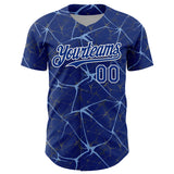 Custom Royal Light Blue-White 3D Pattern Design Abstract Network Authentic Baseball Jersey