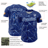 Custom Royal Light Blue-White 3D Pattern Design Abstract Network Authentic Baseball Jersey