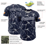 Custom Navy White 3D Pattern Design Abstract Network Authentic Baseball Jersey