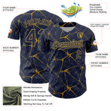 Custom Navy Old Gold 3D Pattern Design Abstract Network Authentic Baseball Jersey