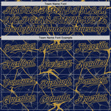 Custom Navy Old Gold 3D Pattern Design Abstract Network Authentic Baseball Jersey