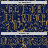 Custom Navy Old Gold 3D Pattern Design Abstract Network Authentic Baseball Jersey