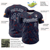 Custom Navy Crimson-White 3D Pattern Design Abstract Network Authentic Baseball Jersey