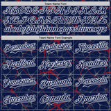 Custom Navy Crimson-White 3D Pattern Design Abstract Network Authentic Baseball Jersey