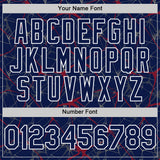Custom Navy Crimson-White 3D Pattern Design Abstract Network Authentic Baseball Jersey