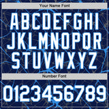 Custom Navy White-Electric Blue 3D Pattern Design Abstract Network Authentic Baseball Jersey