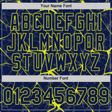 Custom Navy Neon Yellow 3D Pattern Design Abstract Network Authentic Baseball Jersey