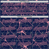 Custom Navy Medium Pink 3D Pattern Design Abstract Network Authentic Baseball Jersey