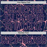 Custom Navy Medium Pink 3D Pattern Design Abstract Network Authentic Baseball Jersey